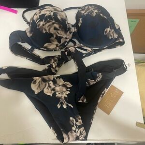 Rachelle Roy Bikini Set Small black floral